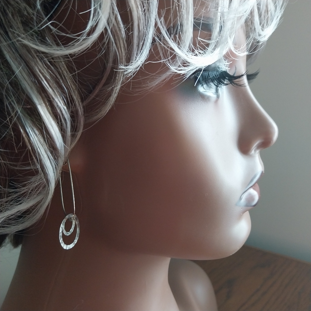 Vintage Sterling Silver Hoop Earrings - Picture 3 of 12